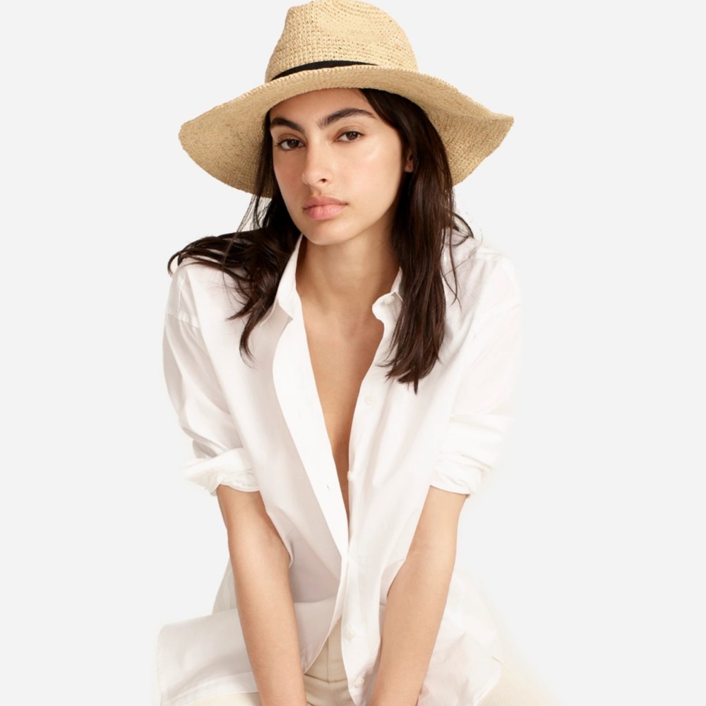 NWT J. Crew wide brim packable straw hat